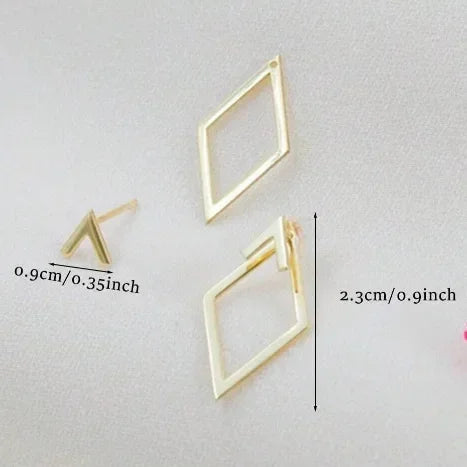 Retro Minimalist Geometric Square Detachable Triangles Stud Earrings