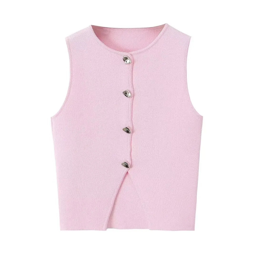 Women Fashion Short Waistcoat Spring Summer Knitted Sexy Sleeveless Tank Top