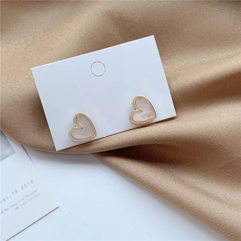 Simple Imitation Pearl Love Heart Earrings