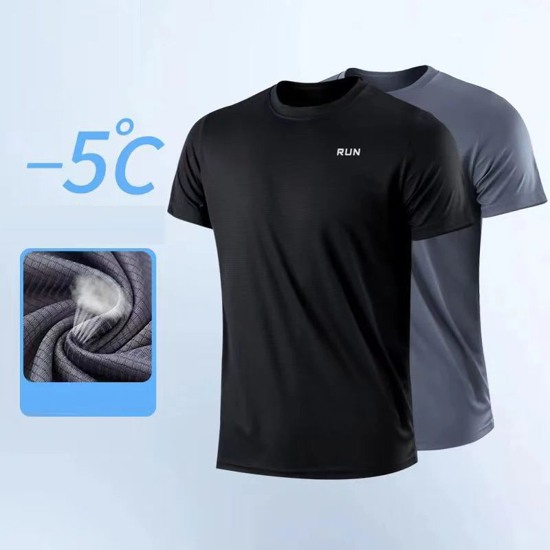 Men's Quick Dry Short Sleeve Gym Running Moisture Wicking Round Neck T-Shirt