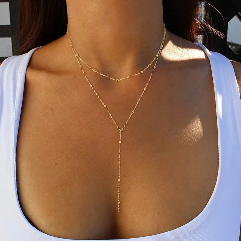 Gold Plated Lariat Necklace