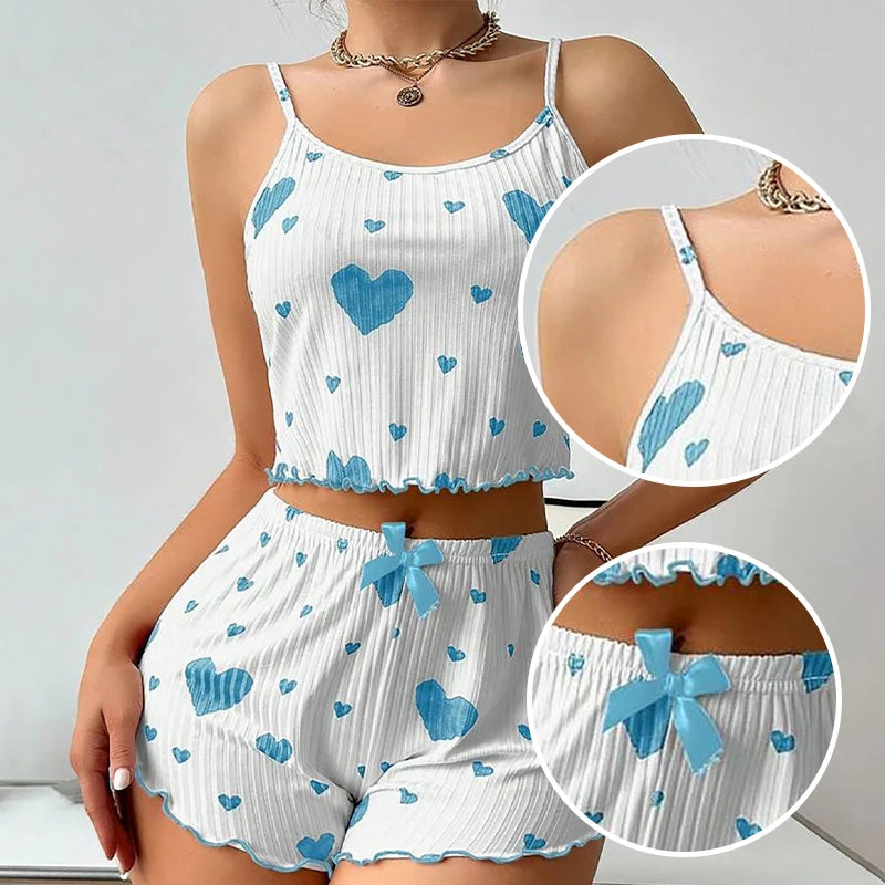 Women's Pajamas Set Sleepwear 2 PCS Short Tank Tops And Shorts