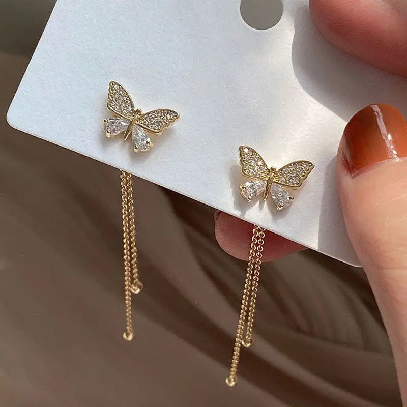 Exquisite Butterfly Long Tassel Earrings