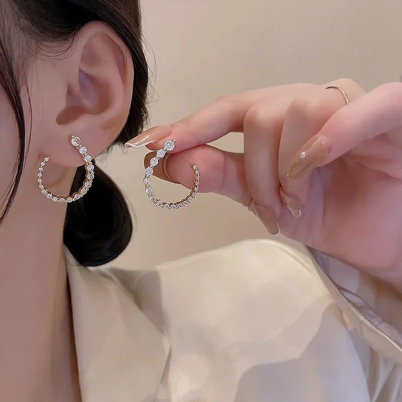 Korean Vintage Imitate Pearl Crystal Earrings