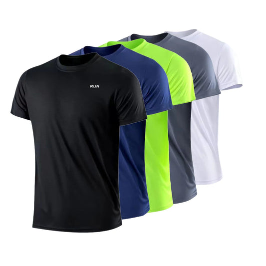 Men's Quick Dry Short Sleeve Gym Running Moisture Wicking Round Neck T-Shirt