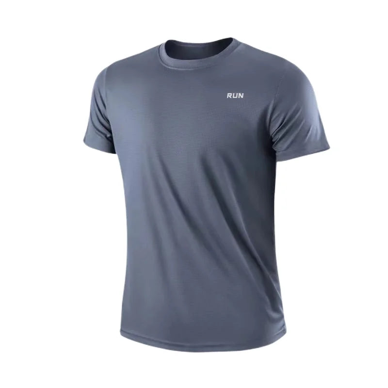 Men's Quick Dry Short Sleeve Gym Running Moisture Wicking Round Neck T-Shirt