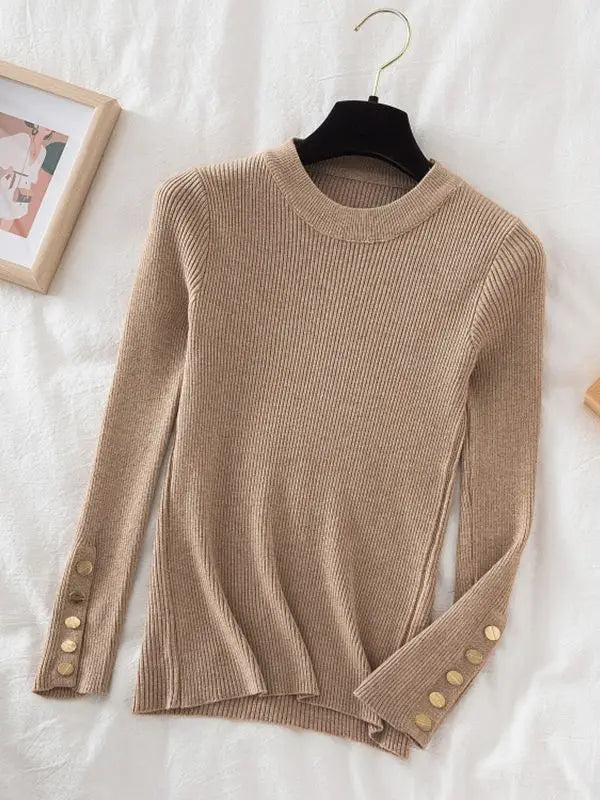 2025 women thick sweater pullovers khaki casual autumn winter