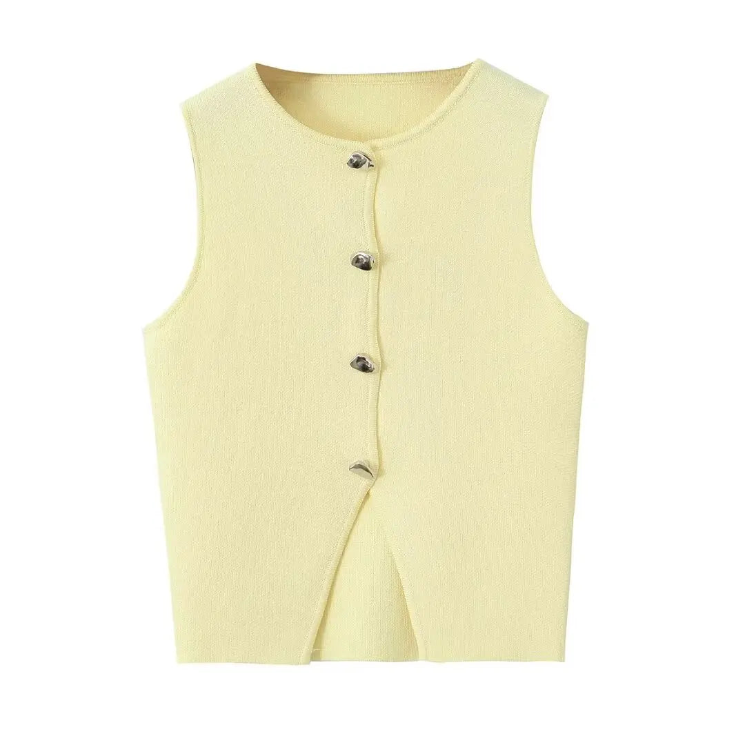 Women Fashion Short Waistcoat Spring Summer Knitted Sexy Sleeveless Tank Top