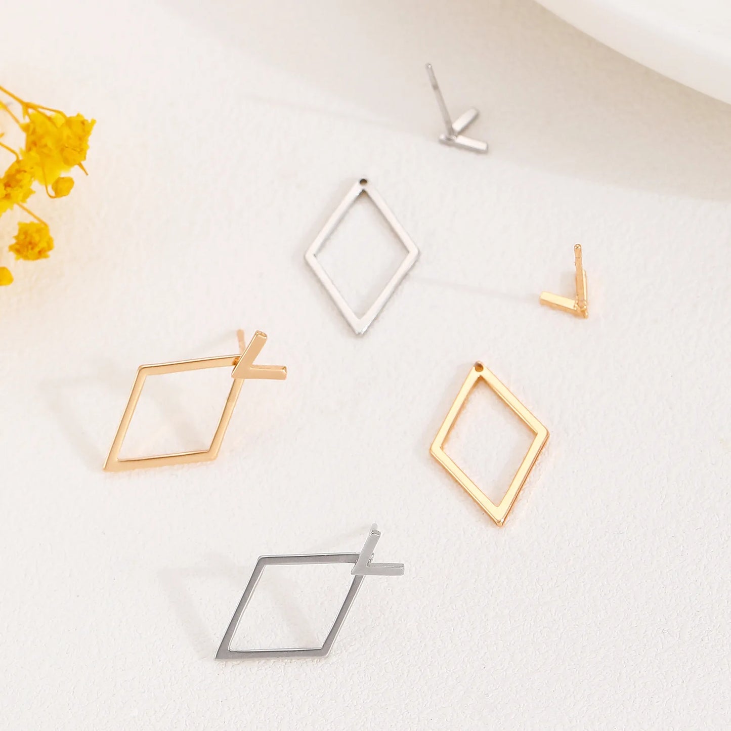 Retro Minimalist Geometric Square Detachable Triangles Stud Earrings