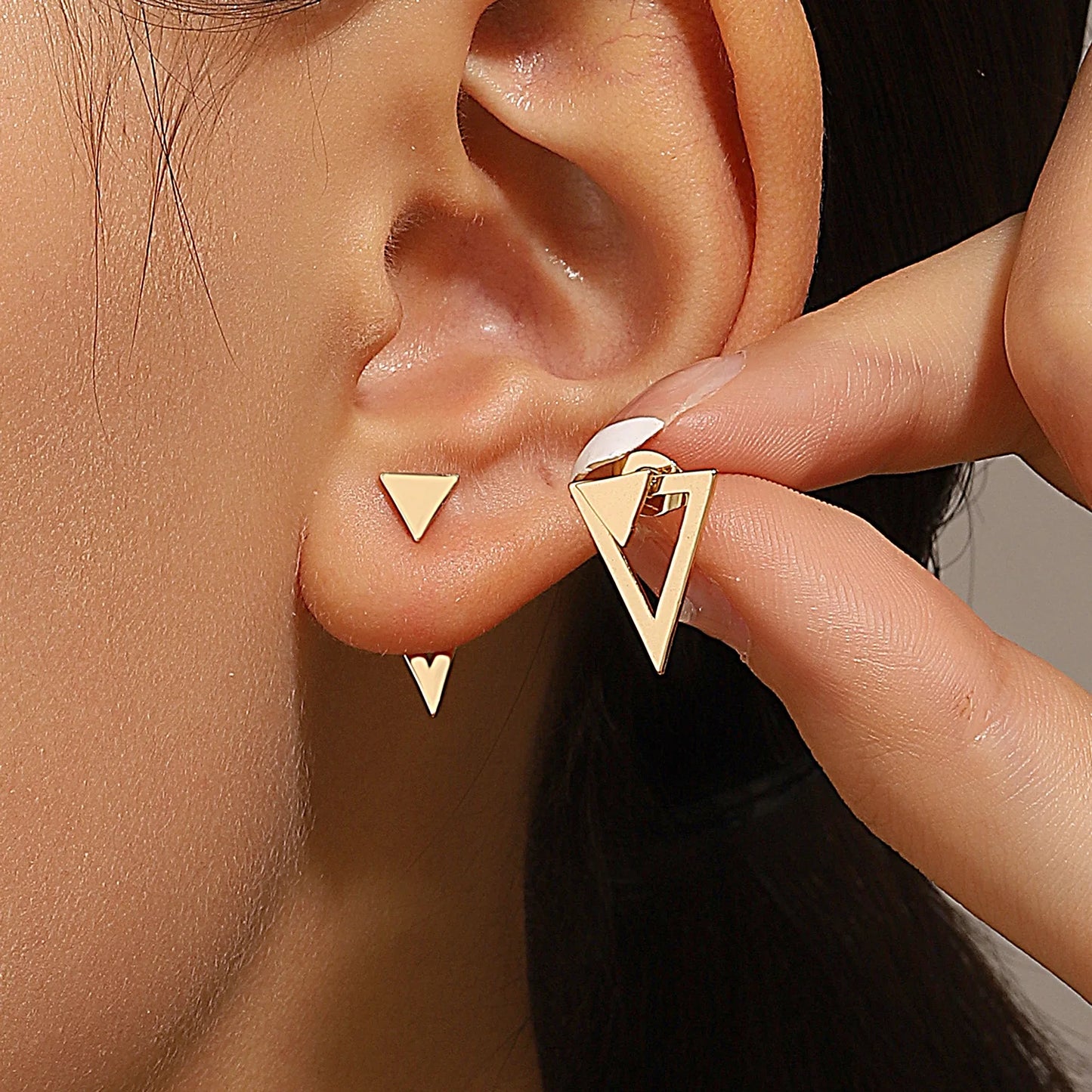 Retro Minimalist Geometric Square Detachable Triangles Stud Earrings