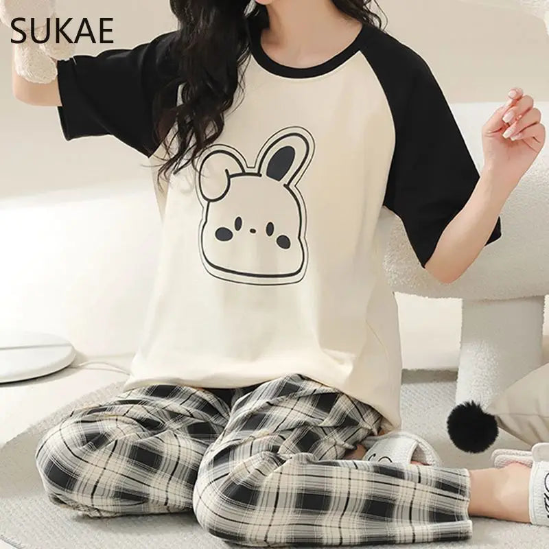 SUKAE Summer Women Pajamas Set Plus Size