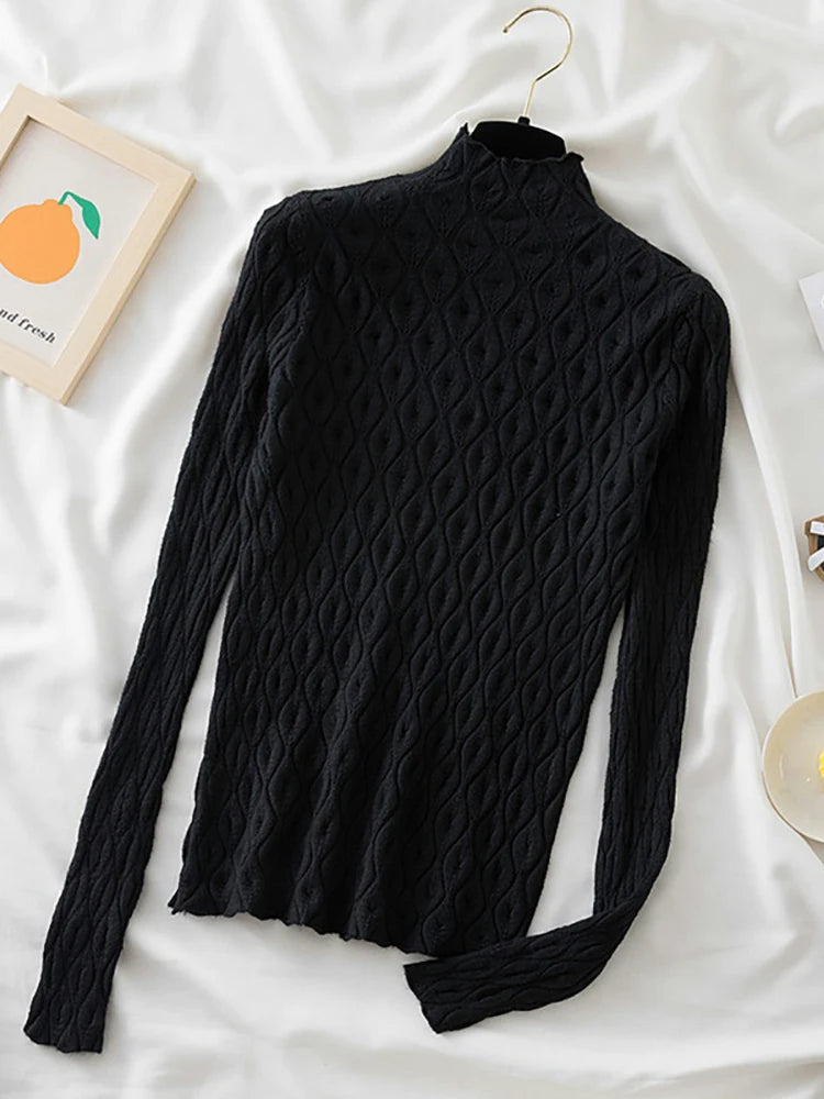 Cashmere Turtleneck Women Sweaters Autumn Winter Warm Pullover Slim Tops