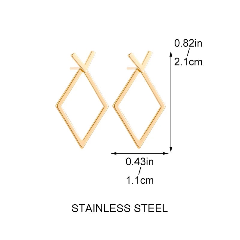 Retro Minimalist Geometric Square Detachable Triangles Stud Earrings