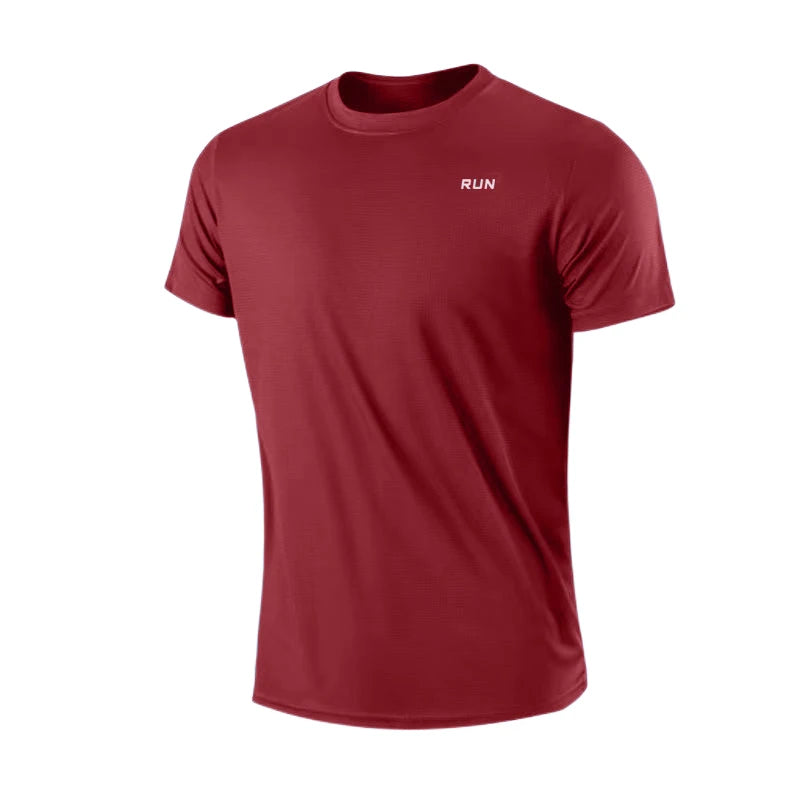 Men's Quick Dry Short Sleeve Gym Running Moisture Wicking Round Neck T-Shirt