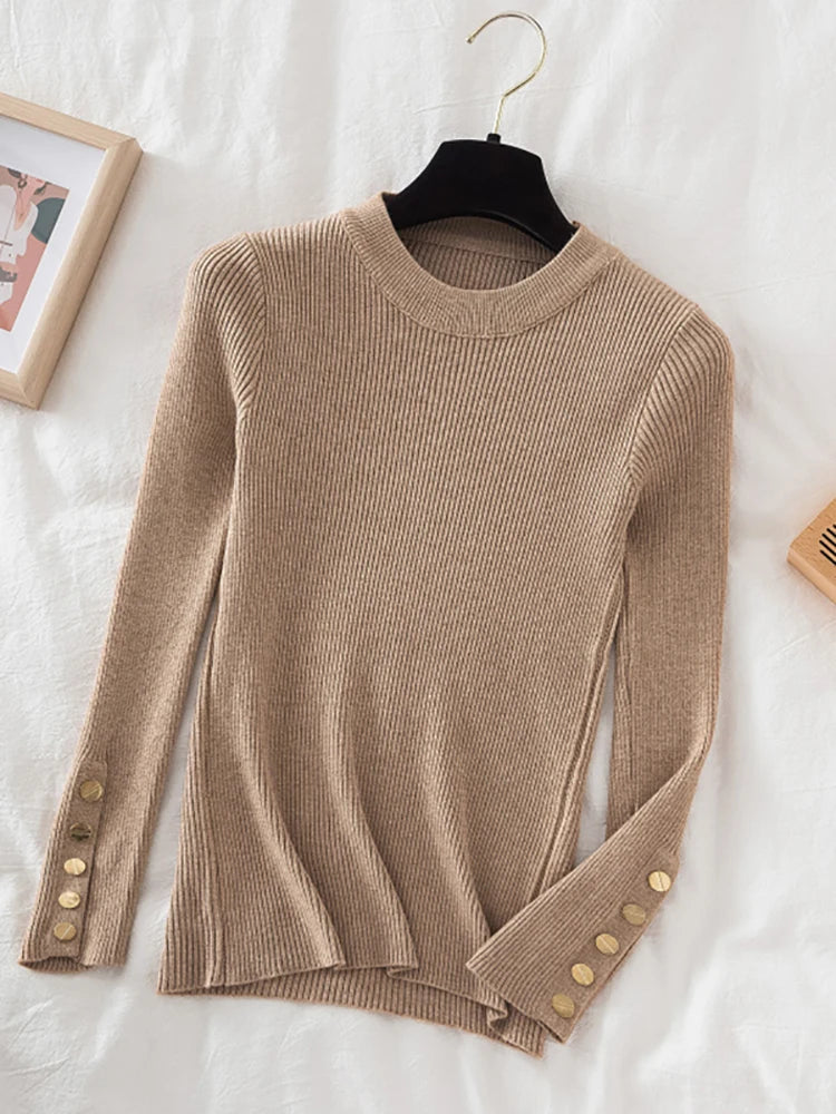 2025 women thick sweater pullovers khaki casual autumn winter