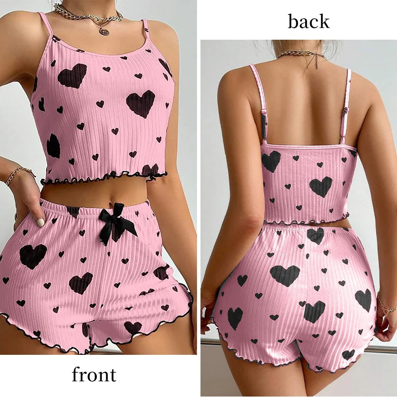 Women's Pajamas Set Sleepwear 2 PCS Short Tank Tops And Shorts