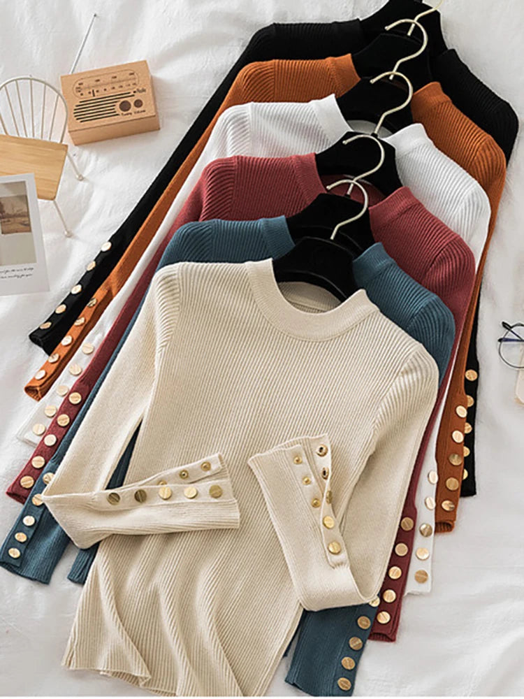 2025 women thick sweater pullovers khaki casual autumn winter