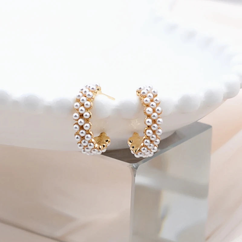 Pearl C-shaped Small Earrings for Women