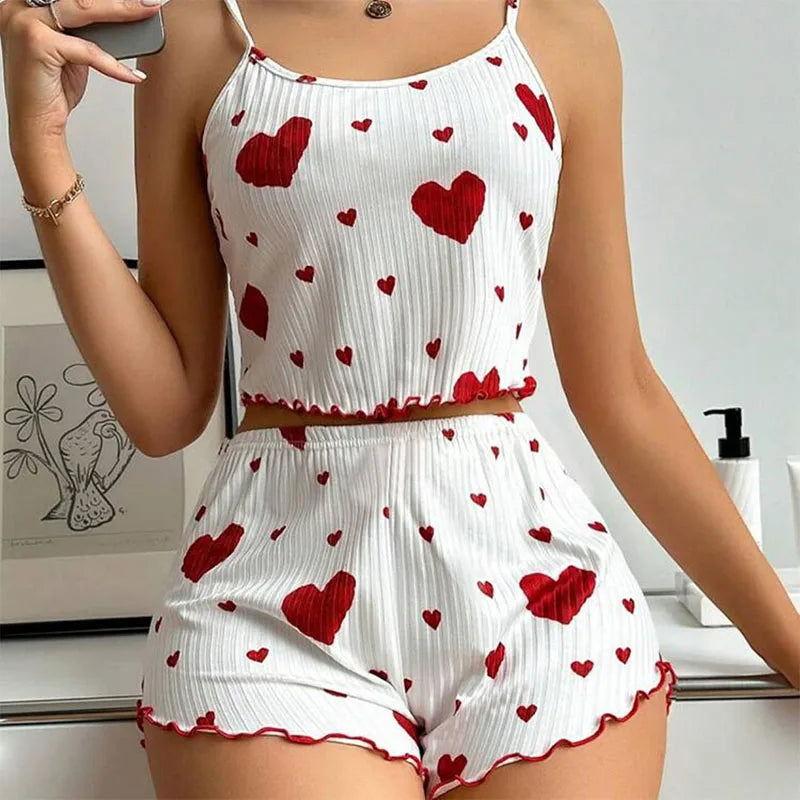 Women's Pajamas Set Sleepwear 2 PCS Short Tank Tops And Shorts