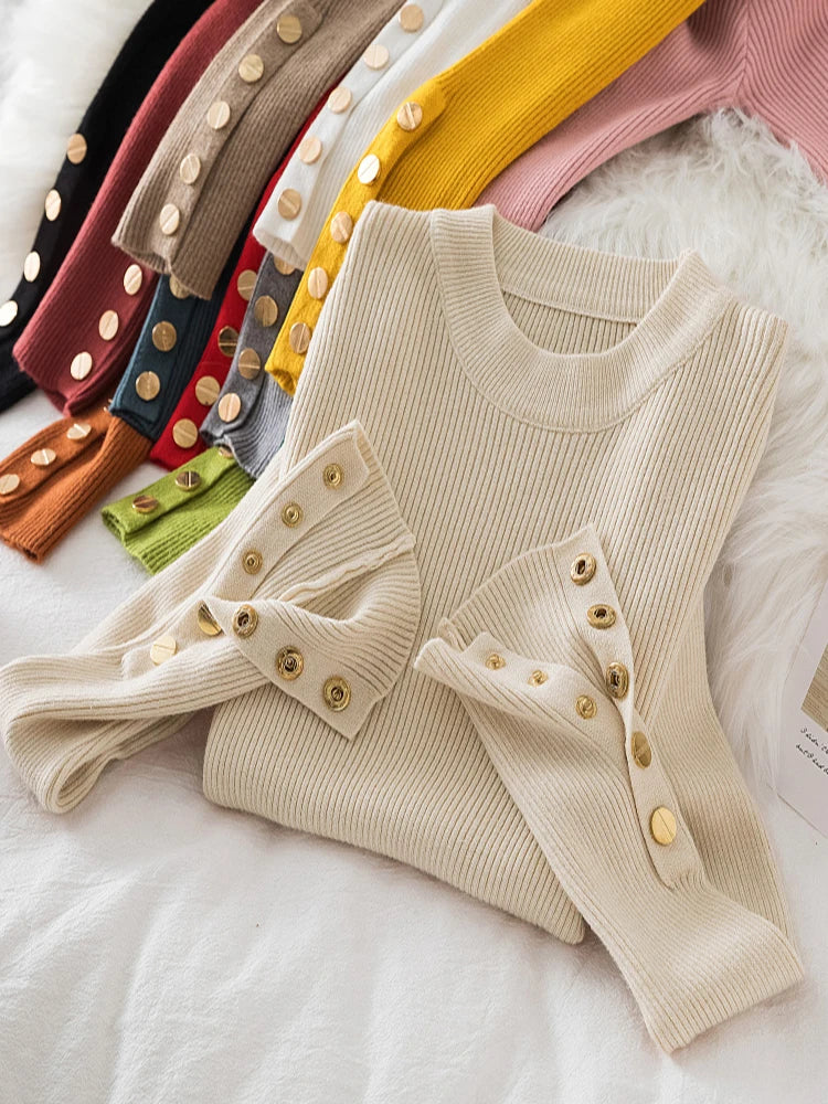 2025 women thick sweater pullovers khaki casual autumn winter