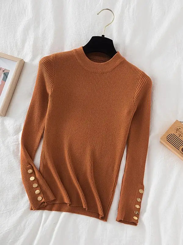 2025 women thick sweater pullovers khaki casual autumn winter