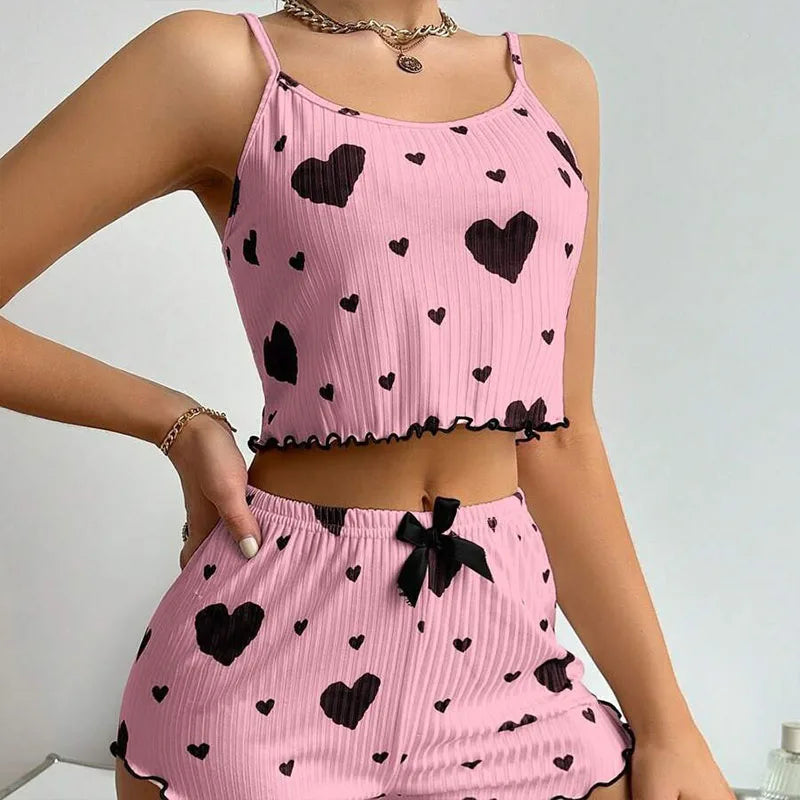 Women's Pajamas Set Sleepwear 2 PCS Short Tank Tops And Shorts